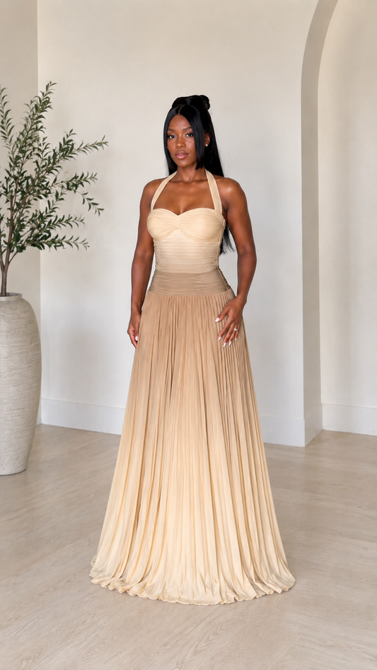 Aurora Ombre Pleated Maxi Dress