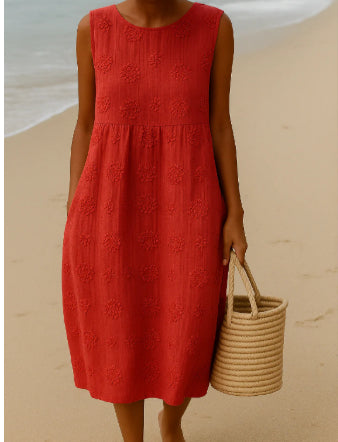 Sleeveless Casual Print Temperament Long Dress Dress Slim Fit