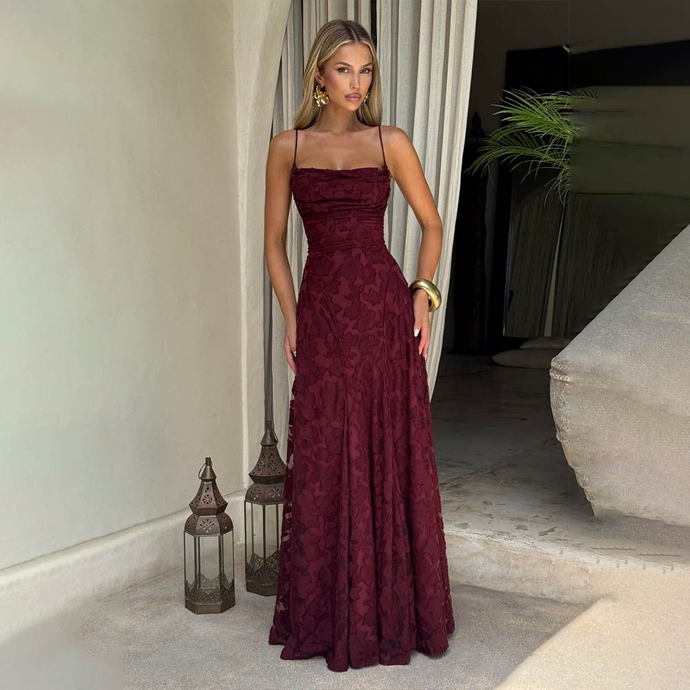 Summer Women's Sexy Sling Chiffon Elegant Backless Dress