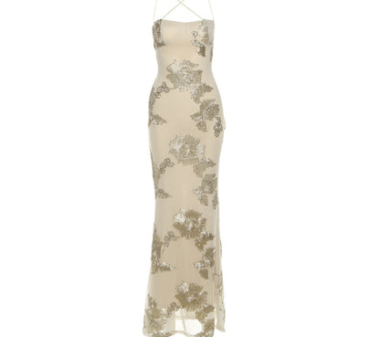 Flower-decorated Evening Dress High-end Banquet Elegant Slimming