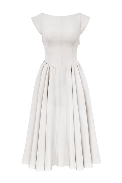 Backless Crew-neck Sleeveless Tank Dress Womens Midi Dress