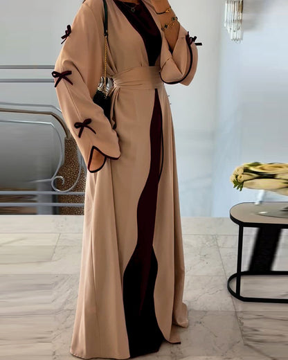 Elegant Bow Cardigan & Dress Two-Piece Set