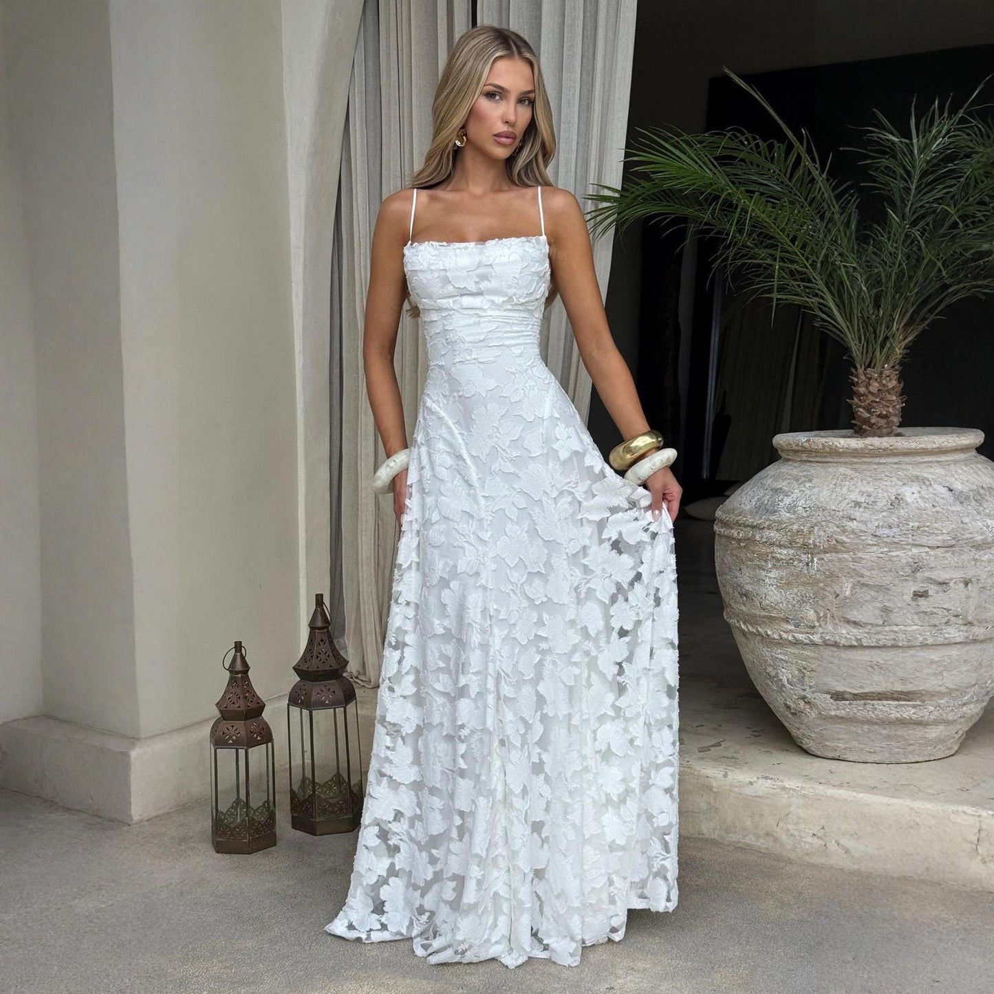 Summer Women's Sexy Sling Chiffon Elegant Backless Dress