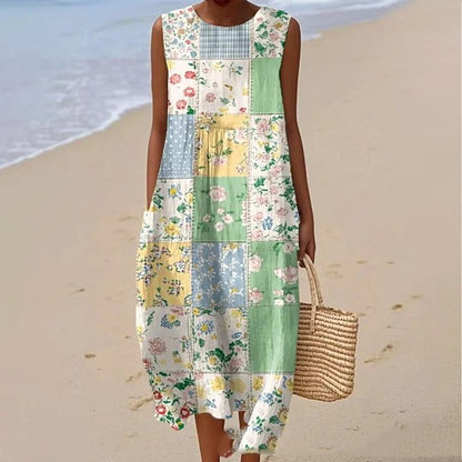 Sleeveless Casual Print Temperament Long Dress Dress Slim Fit