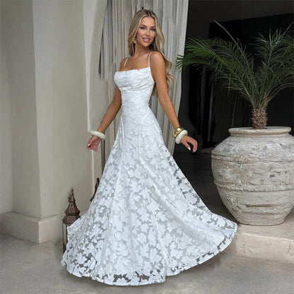Summer Women's Sexy Sling Chiffon Elegant Backless Dress
