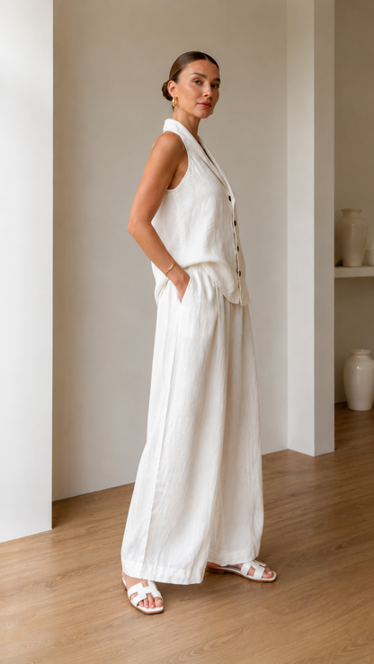 Ivory Halter Wide-Leg Set