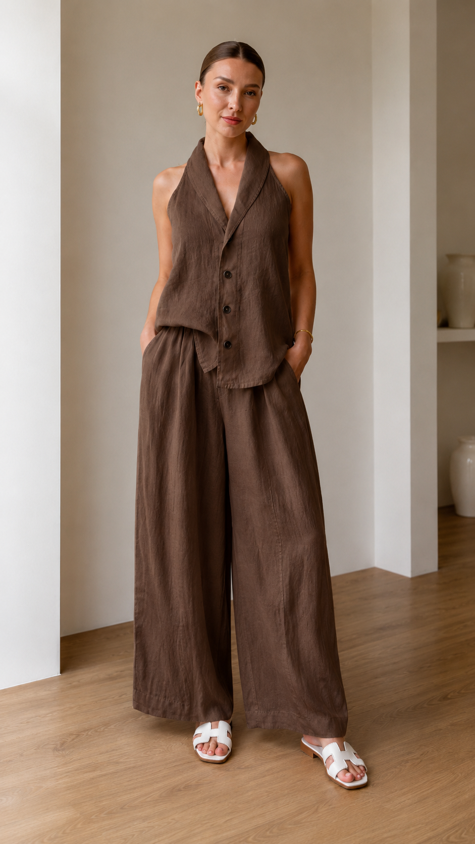 Ivory Halter Wide-Leg Set