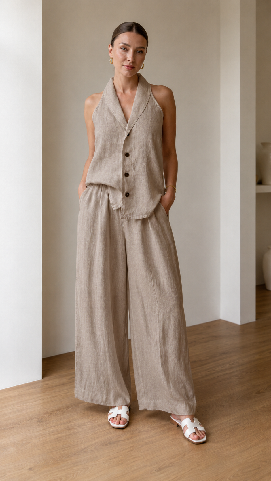 Ivory Halter Wide-Leg Set