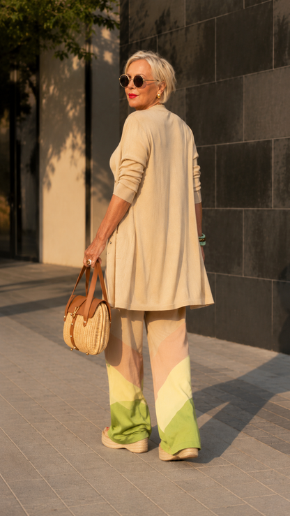 Beige Colorblock Lounge Set