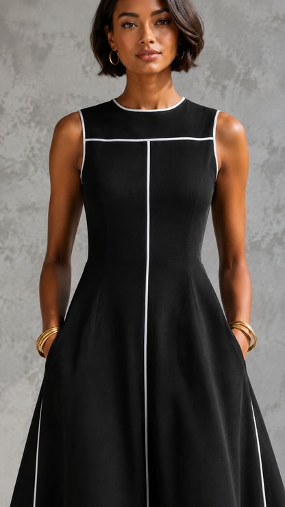 Monroe Contrast Trim Midi Dress