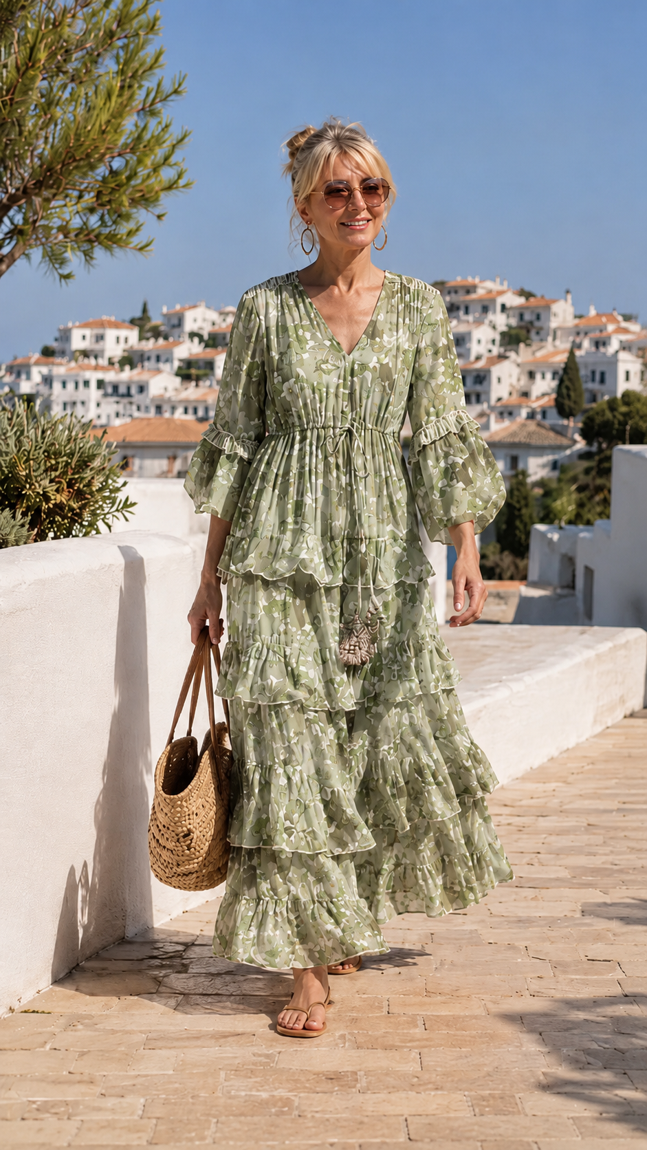 Sunset Bloom Tiered Maxi Dress