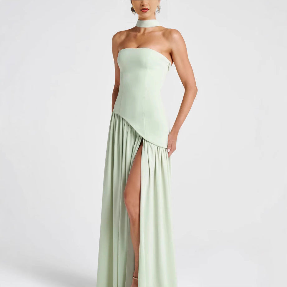 Irregular Tube Top Tied Dress Women
