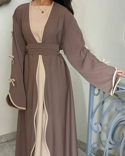 Elegant Bow Cardigan & Dress Two-Piece Set