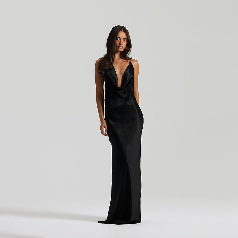 Women's V-neck Halter-Neck Lace-Up Bodycon Dress