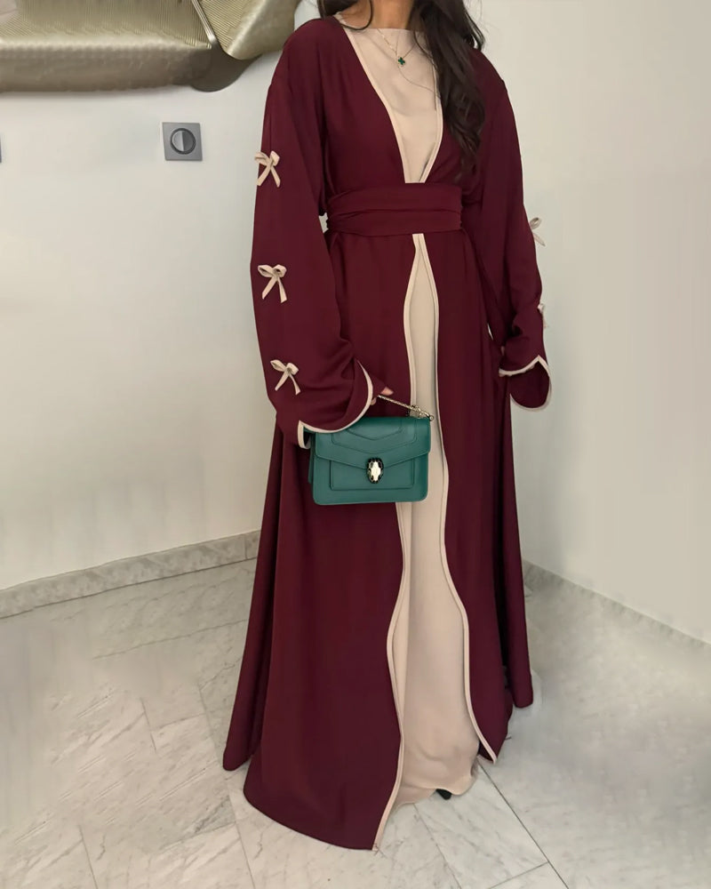 Elegant Bow Cardigan & Dress Two-Piece Set