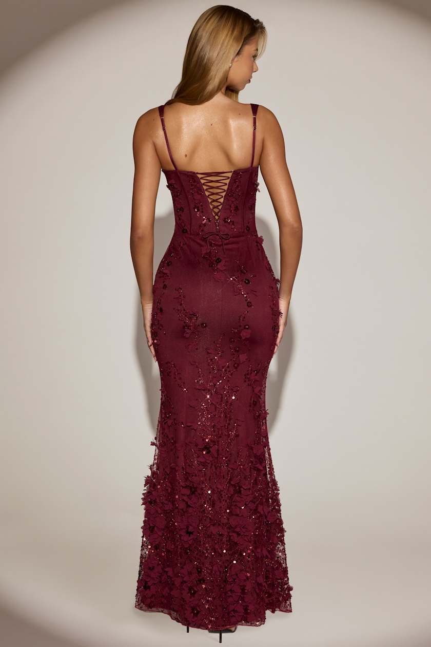 Embellished Appliqué Soft-Scoop Corset Gown