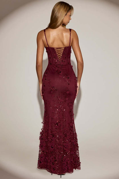 Embellished Appliqué Soft-Scoop Corset Gown