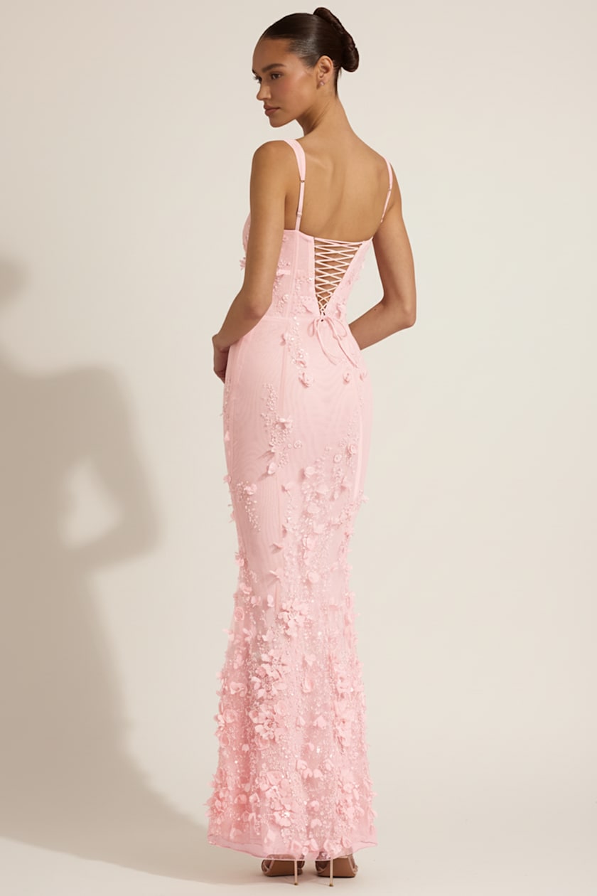 Embellished Appliqué Soft-Scoop Corset Gown